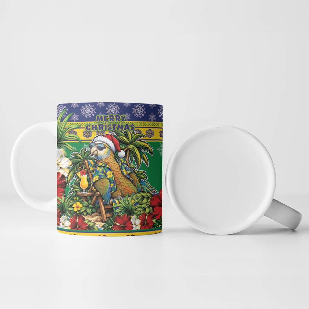 Afro-Vincentian Christmas Ceramic Mug This Vincy Parrot Needs A Beach Retreat