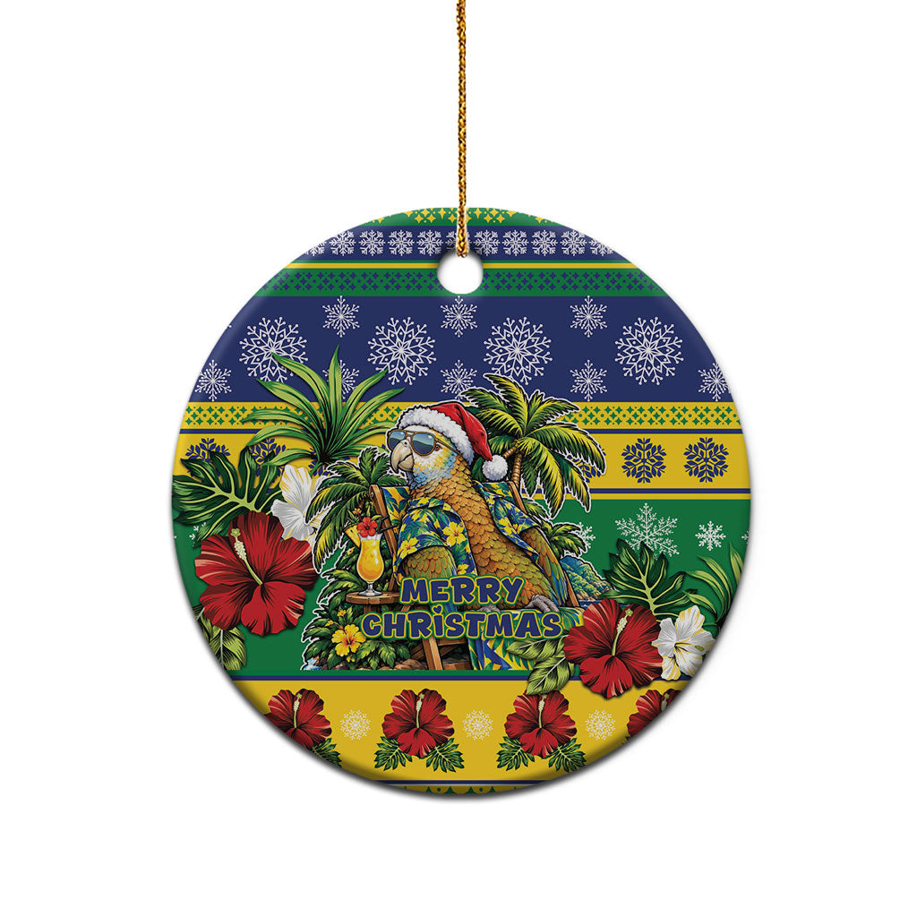 Afro-Vincentian Christmas Ceramic Ornament This Vincy Parrot Needs A Beach Retreat