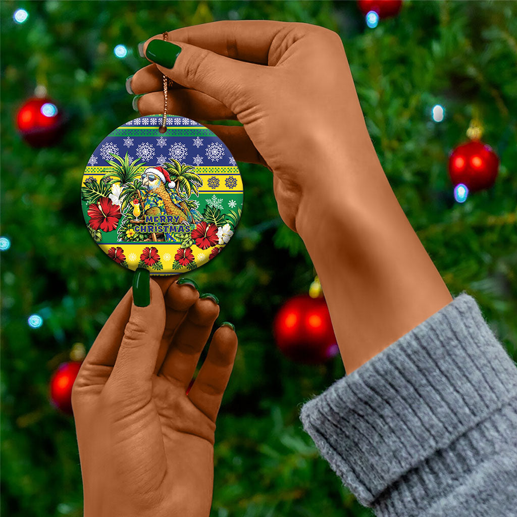 Afro-Vincentian Christmas Ceramic Ornament This Vincy Parrot Needs A Beach Retreat