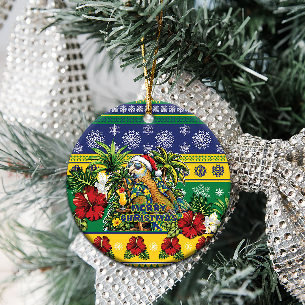 Afro-Vincentian Christmas Ceramic Ornament This Vincy Parrot Needs A Beach Retreat