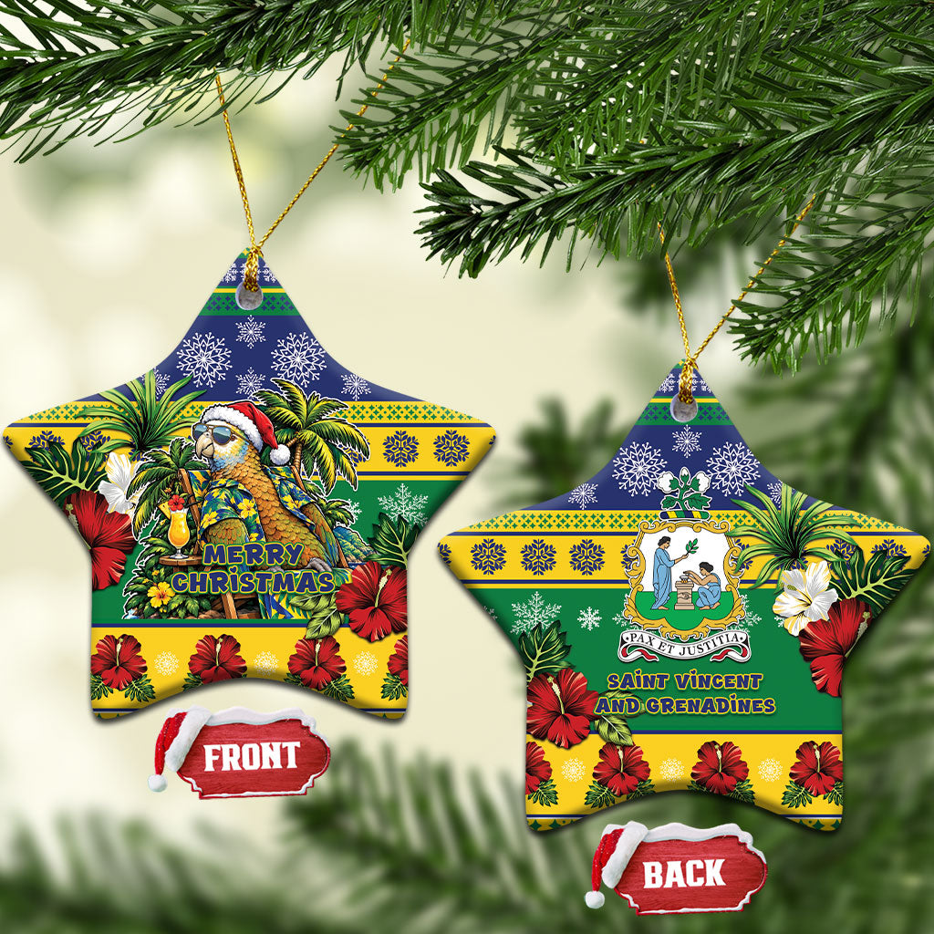 Afro-Vincentian Christmas Ceramic Ornament This Vincy Parrot Needs A Beach Retreat