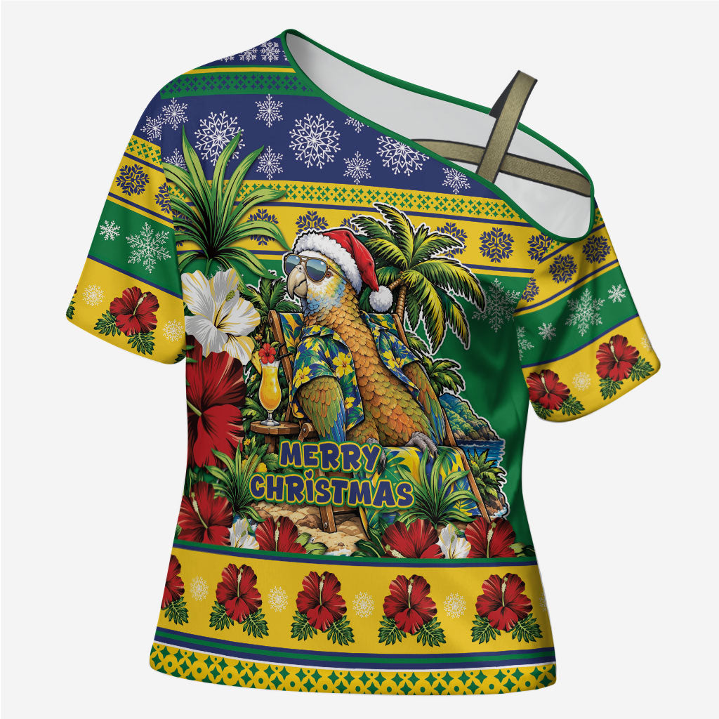 Afro-Vincentian Christmas Cross Shoulder Shirt This Vincy Parrot Needs A Beach Retreat