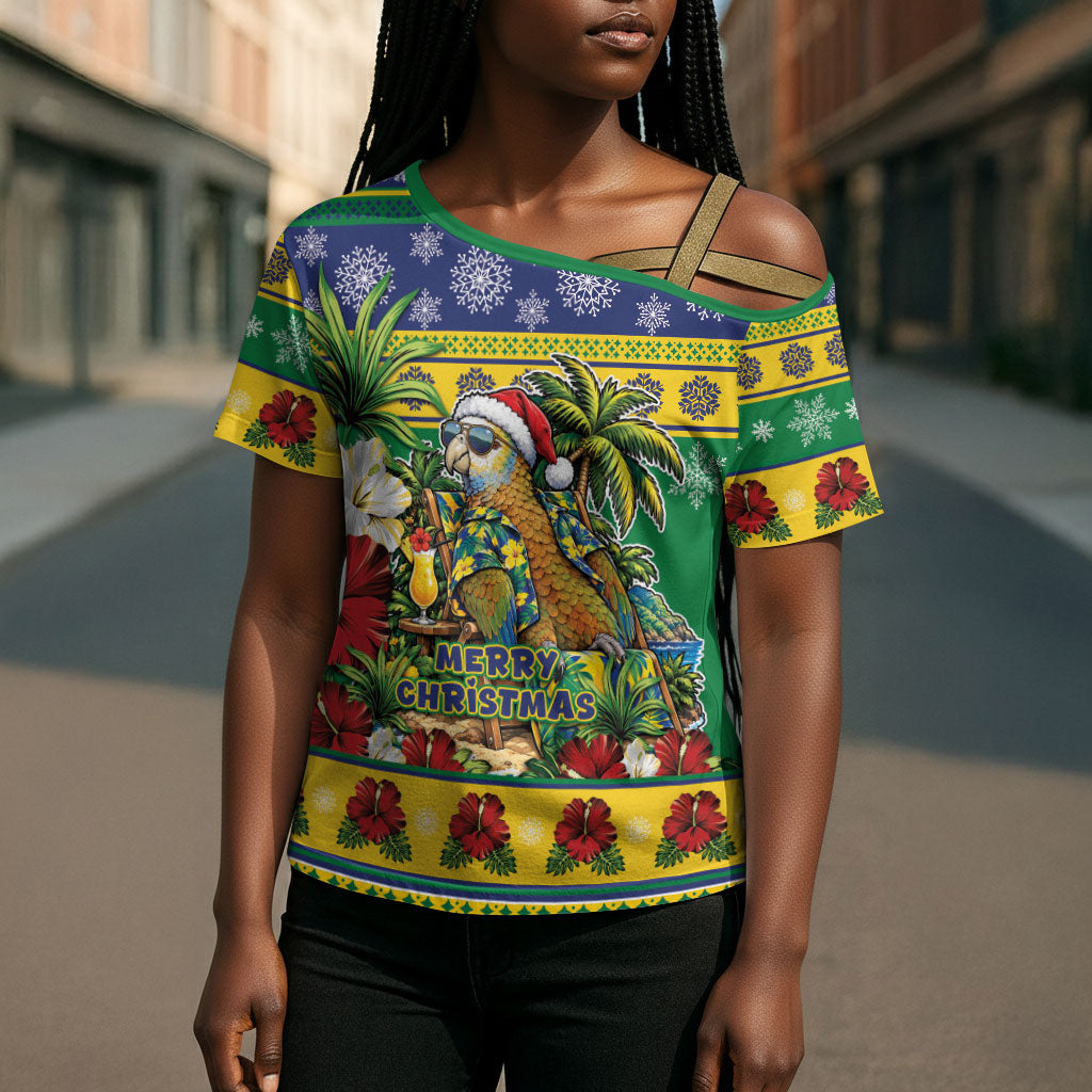 Afro-Vincentian Christmas Cross Shoulder Shirt This Vincy Parrot Needs A Beach Retreat