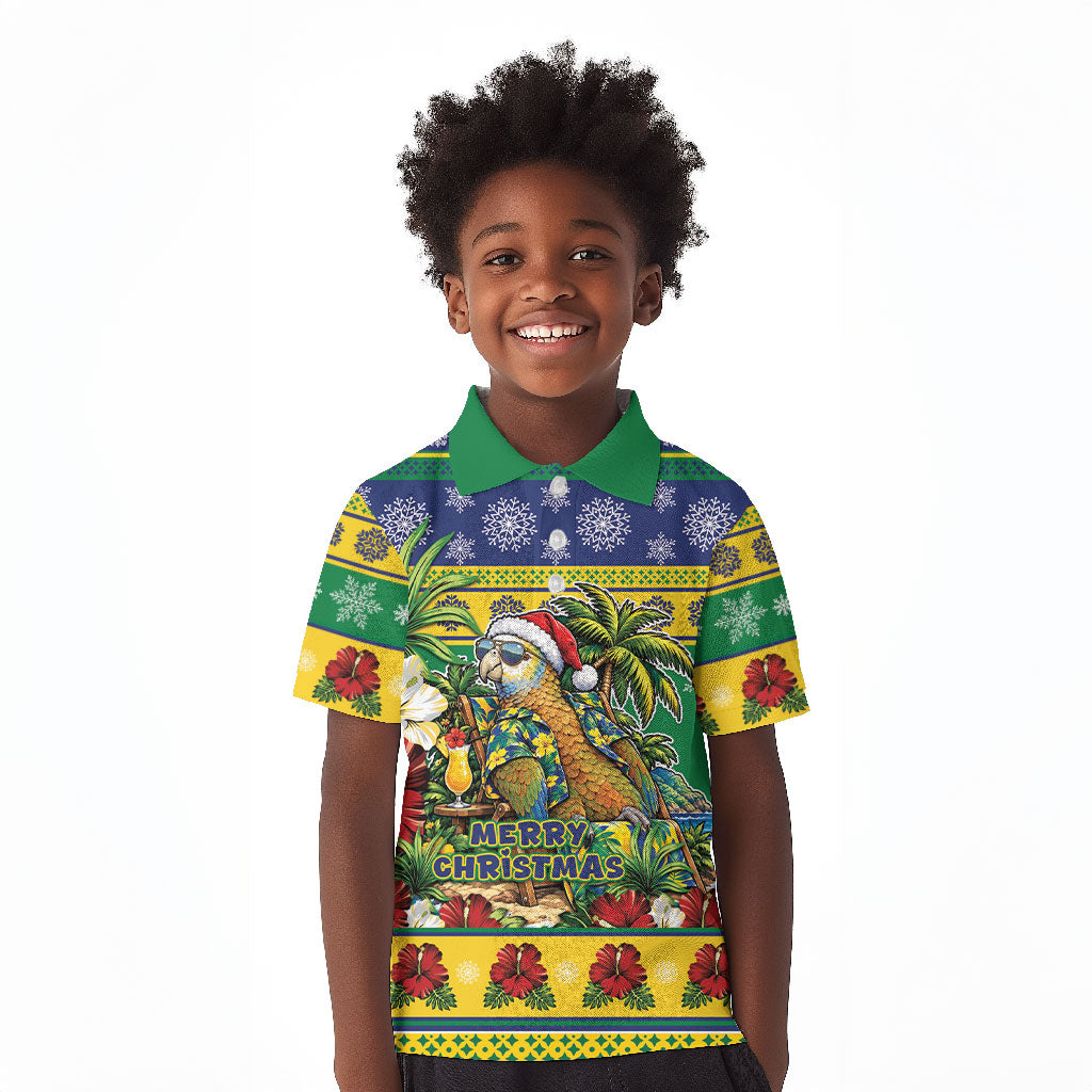 Afro-Vincentian Christmas Kid Polo Shirt This Vincy Parrot Needs A Beach Retreat