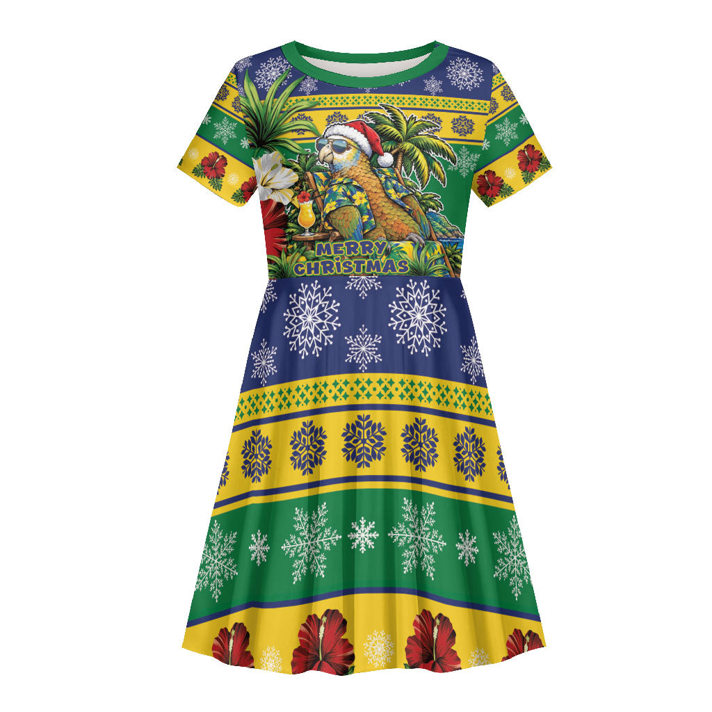 Afro-Vincentian Christmas Kid Short Sleeve Dress This Vincy Parrot Needs A Beach Retreat