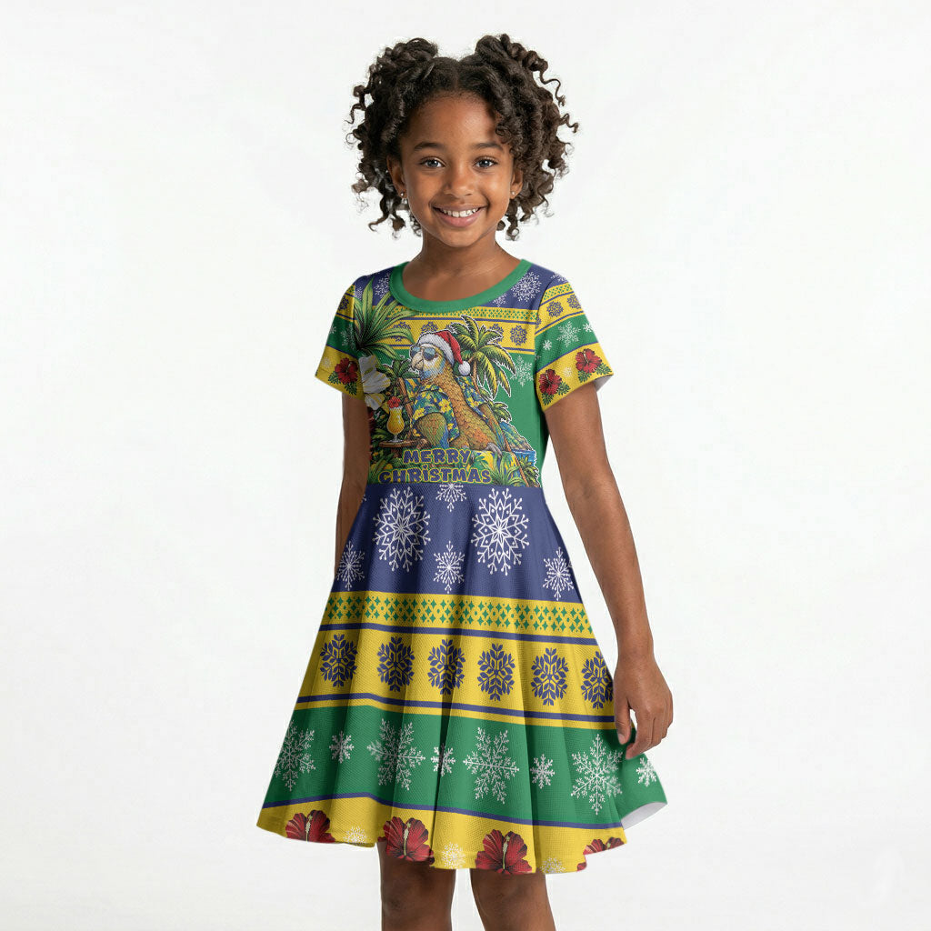 Afro-Vincentian Christmas Kid Short Sleeve Dress This Vincy Parrot Needs A Beach Retreat