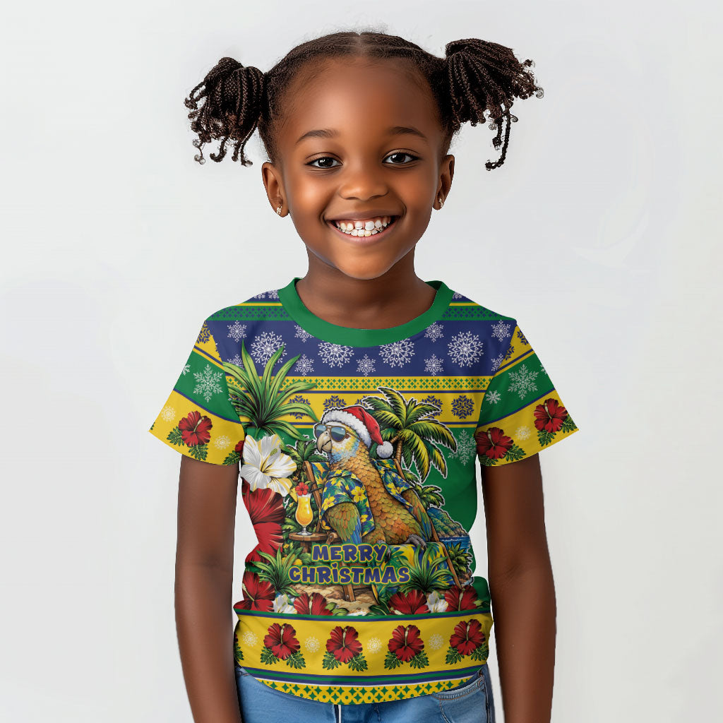 Afro-Vincentian Christmas Kid T shirt This Vincy Parrot Needs A Beach Retreat