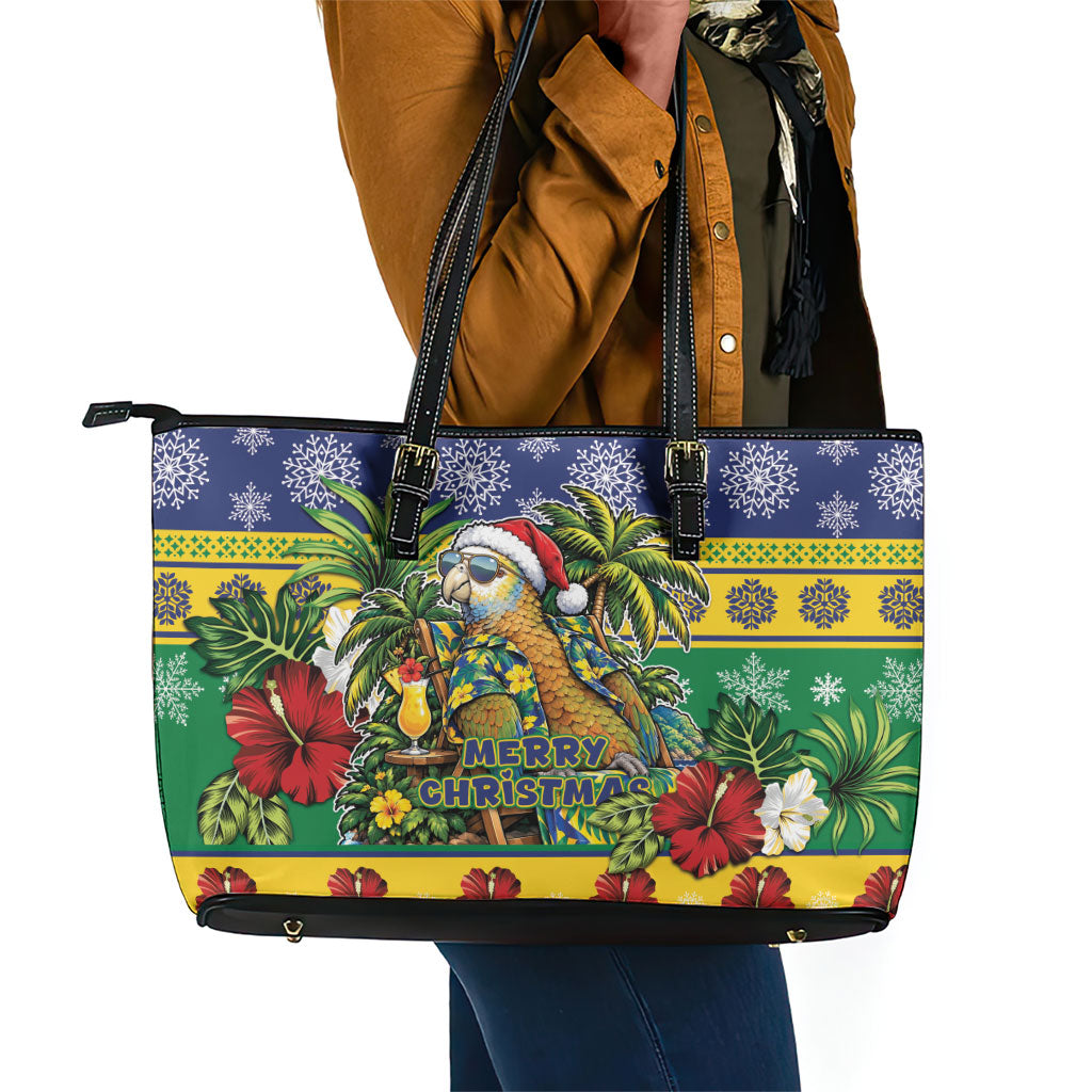 Afro-Vincentian Christmas Leather Tote Bag This Vincy Parrot Needs A Beach Retreat