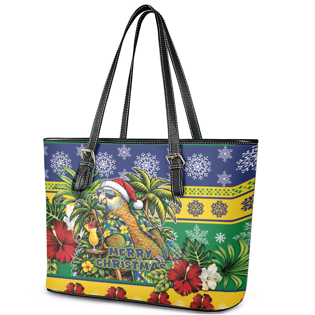 Afro-Vincentian Christmas Leather Tote Bag This Vincy Parrot Needs A Beach Retreat