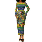 Afro-Vincentian Christmas Long Sleeve Bodycon Dress This Vincy Parrot Needs A Beach Retreat
