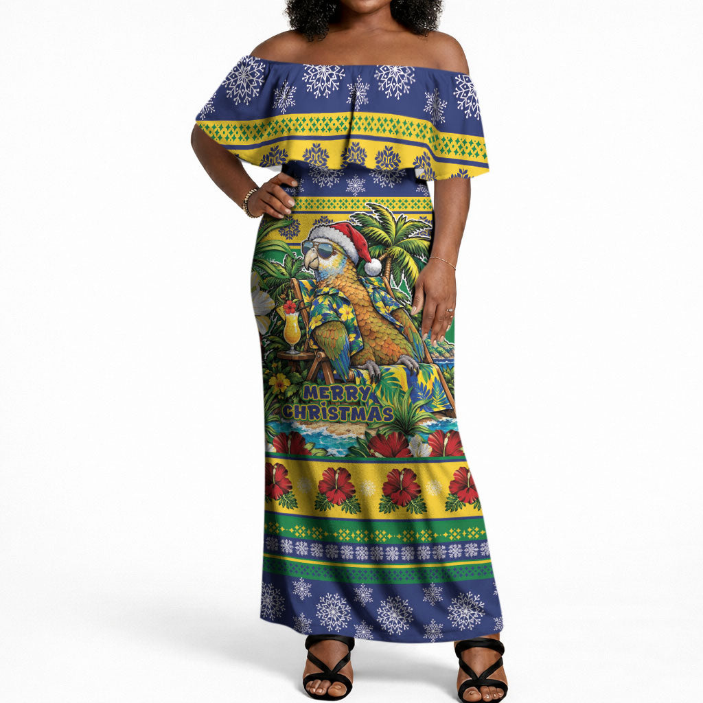 Afro-Vincentian Christmas Off Shoulder Maxi Dress This Vincy Parrot Needs A Beach Retreat