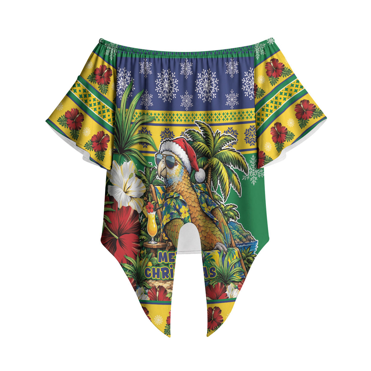 Afro-Vincentian Christmas Off Shoulder Wrap Waist Top This Vincy Parrot Needs A Beach Retreat