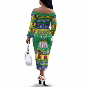 Afro-Vincentian Christmas Off The Shoulder Long Sleeve Dress This Vincy Parrot Needs A Beach Retreat