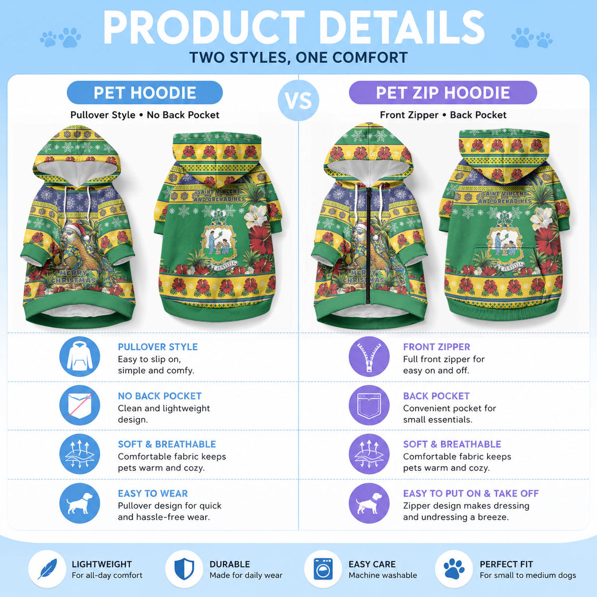 Afro-Vincentian Christmas Pet Hoodie This Vincy Parrot Needs A Beach Retreat