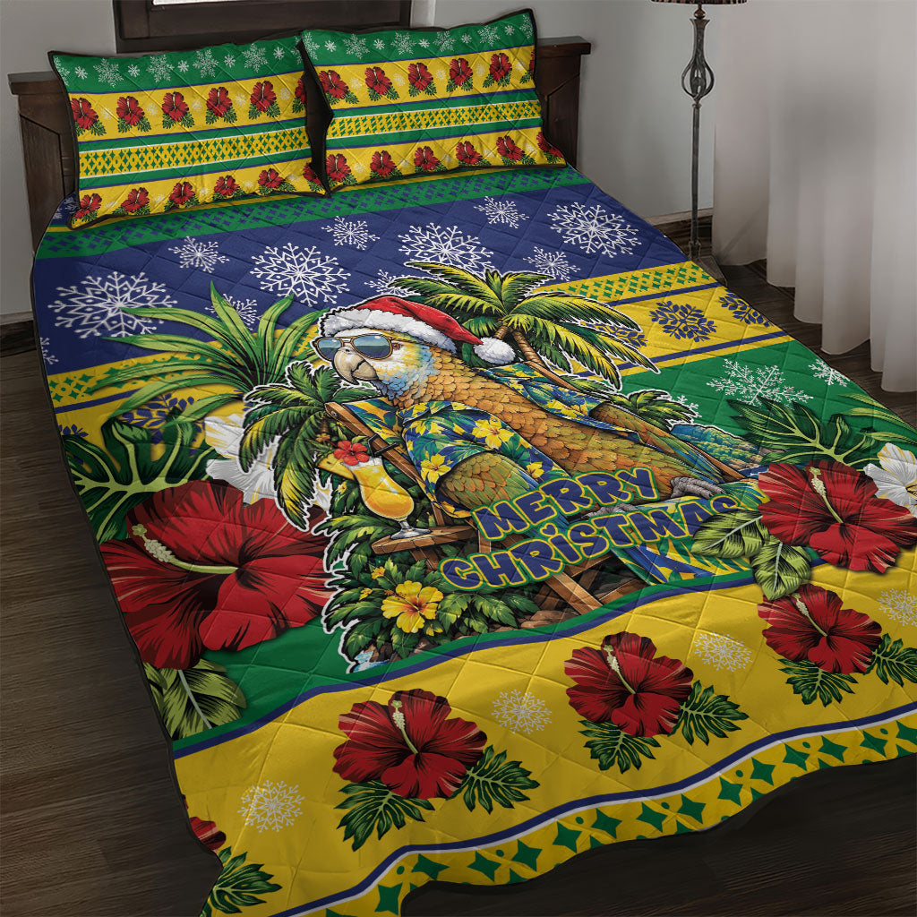 Afro-Vincentian Christmas Quilt Bed Set This Vincy Parrot Needs A Beach Retreat