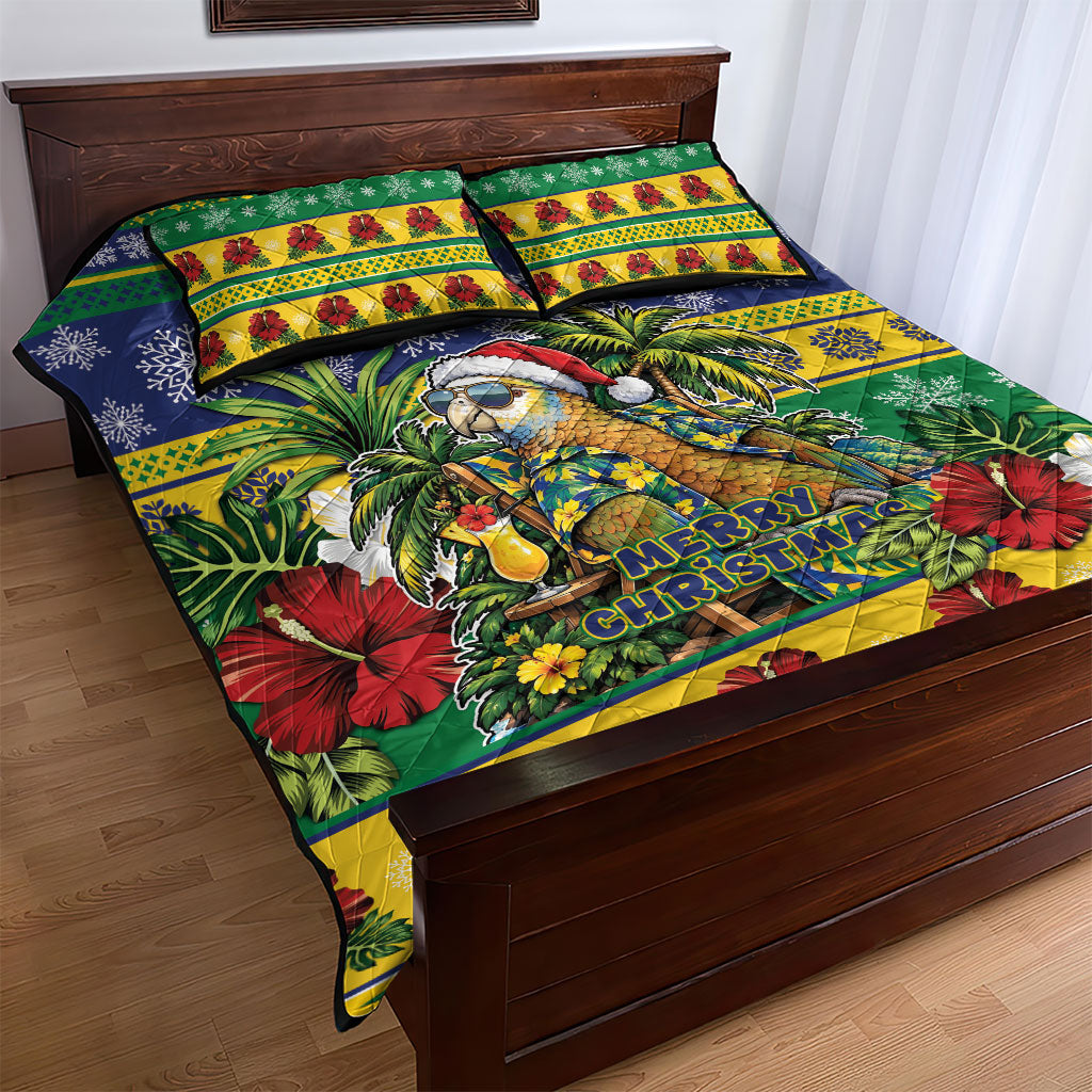 Afro-Vincentian Christmas Quilt Bed Set This Vincy Parrot Needs A Beach Retreat