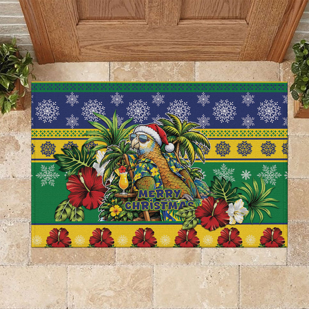 Afro-Vincentian Christmas Rubber Doormat This Vincy Parrot Needs A Beach Retreat