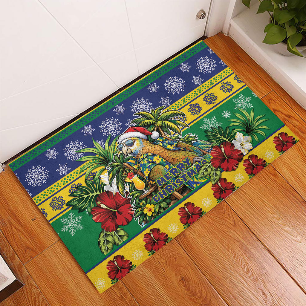 Afro-Vincentian Christmas Rubber Doormat This Vincy Parrot Needs A Beach Retreat
