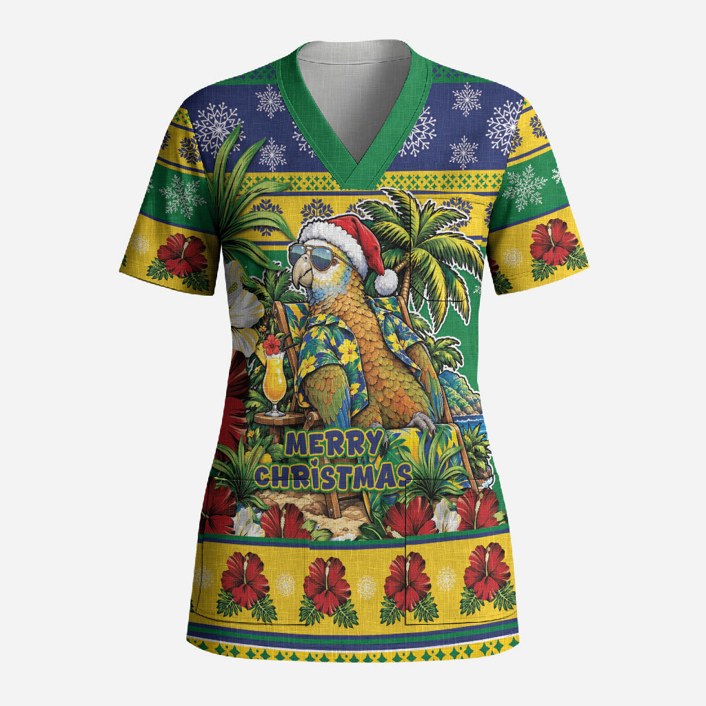 Afro-Vincentian Christmas Scrub Top This Vincy Parrot Needs A Beach Retreat