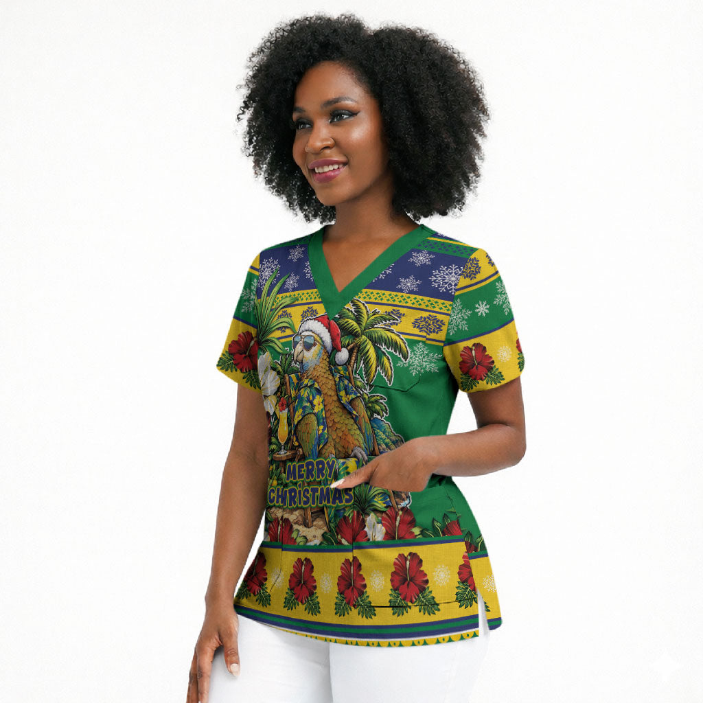 Afro-Vincentian Christmas Scrub Top This Vincy Parrot Needs A Beach Retreat