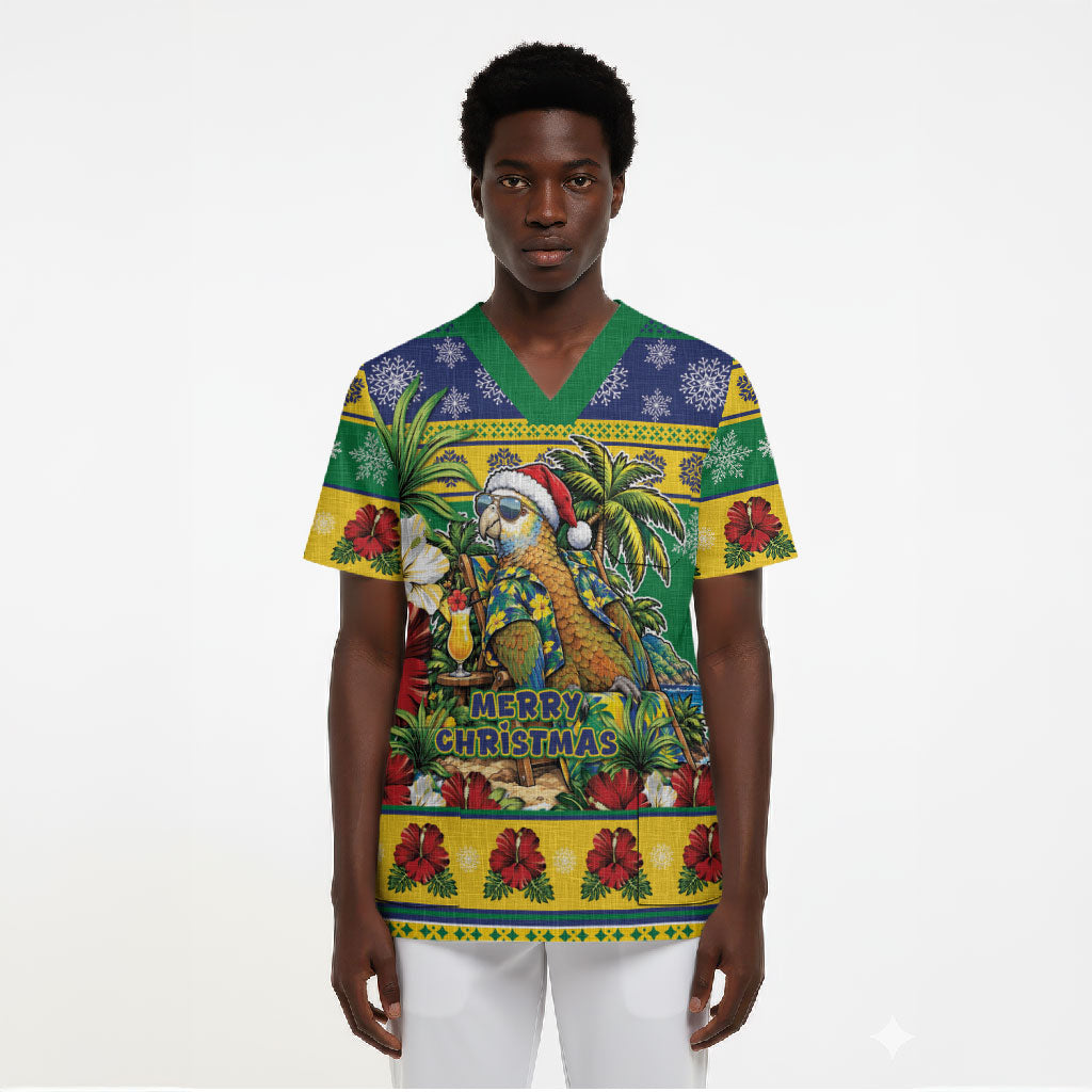 Afro-Vincentian Christmas Scrub Top This Vincy Parrot Needs A Beach Retreat