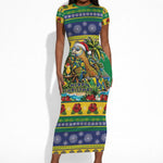 Afro-Vincentian Christmas Short Sleeve Bodycon Dress This Vincy Parrot Needs A Beach Retreat
