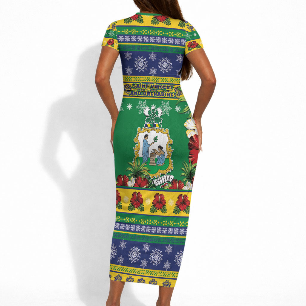 Afro-Vincentian Christmas Short Sleeve Bodycon Dress This Vincy Parrot Needs A Beach Retreat