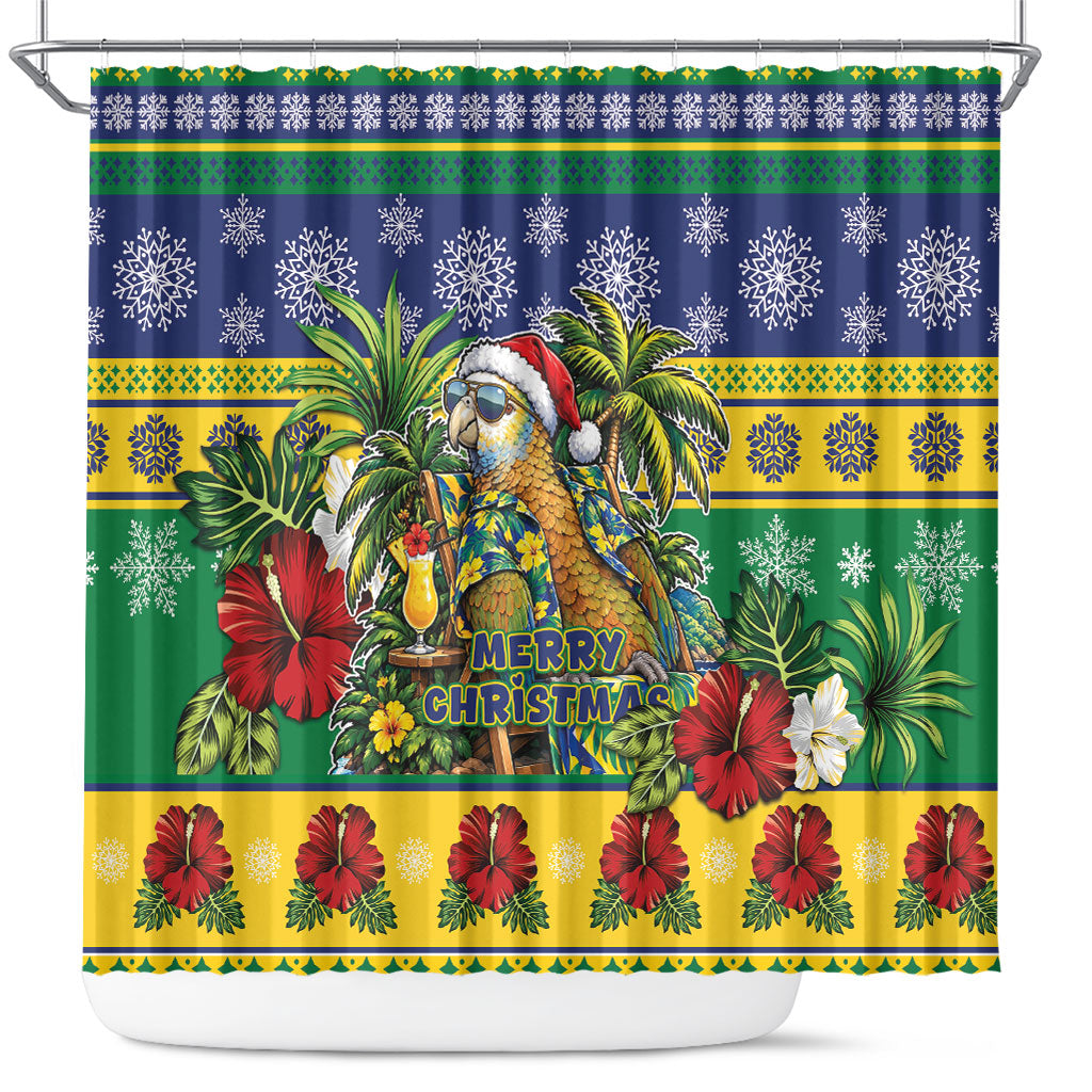 Afro-Vincentian Christmas Shower Curtain This Vincy Parrot Needs A Beach Retreat