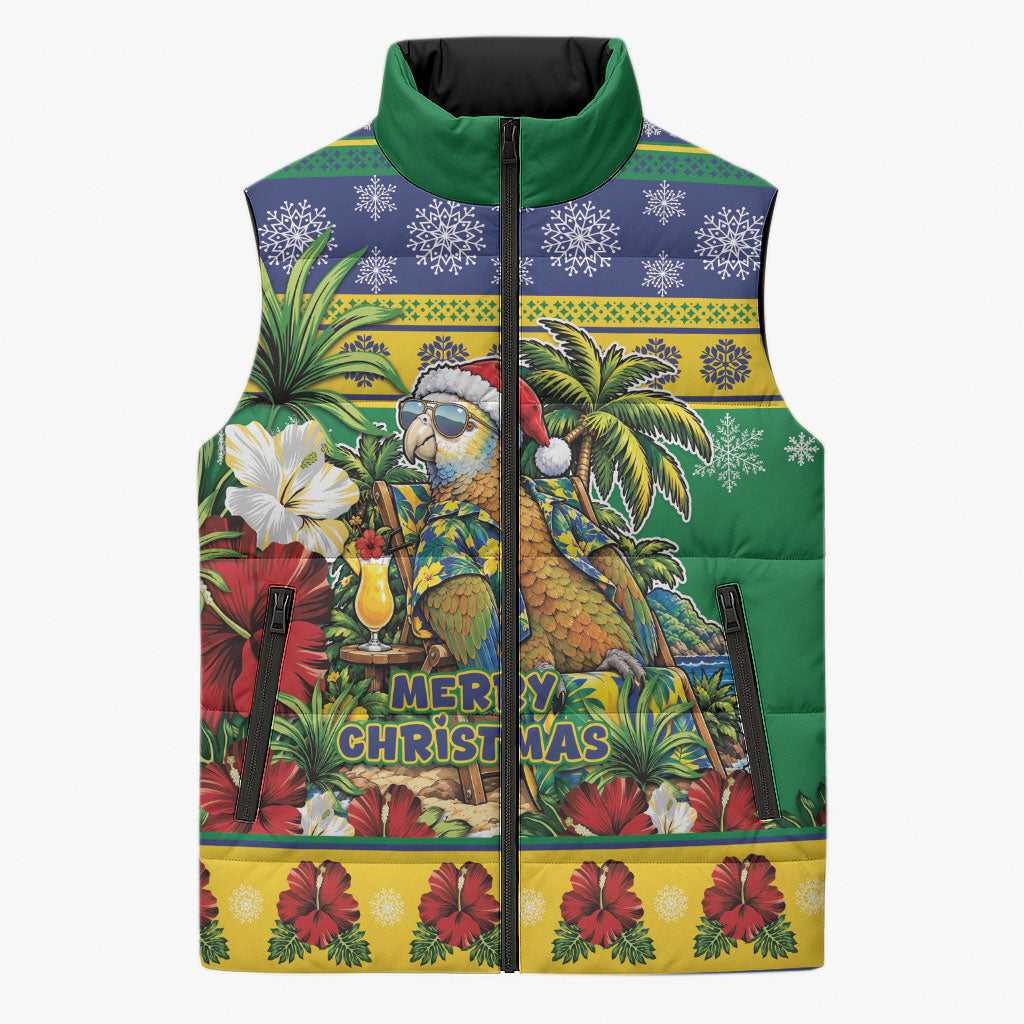 Afro-Vincentian Christmas Sleeveless Puffer Jacket This Vincy Parrot Needs A Beach Retreat