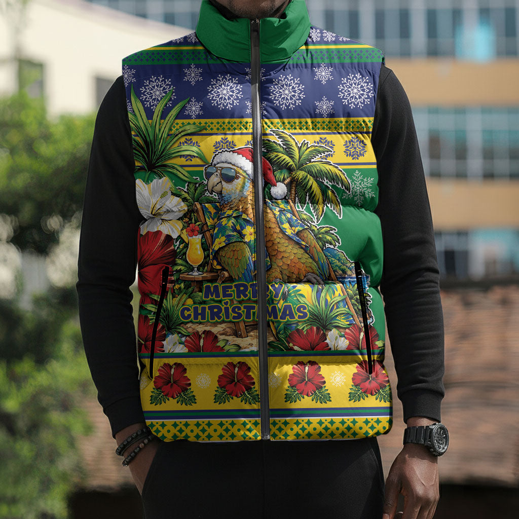 Afro-Vincentian Christmas Sleeveless Puffer Jacket This Vincy Parrot Needs A Beach Retreat