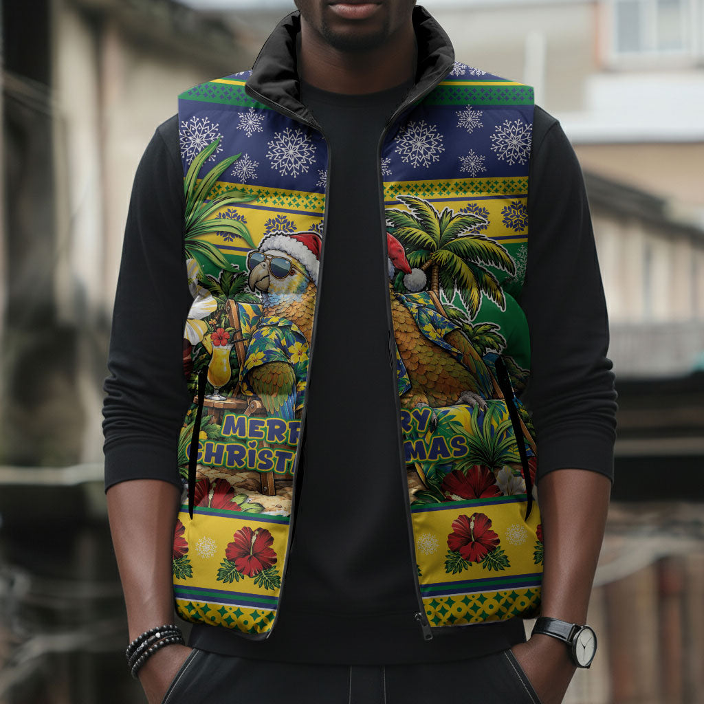 Afro-Vincentian Christmas Sleeveless Puffer Jacket This Vincy Parrot Needs A Beach Retreat