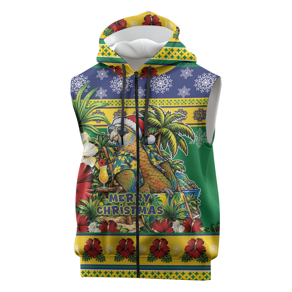 Afro-Vincentian Christmas Sleeveless Zip Hoodie This Vincy Parrot Needs A Beach Retreat