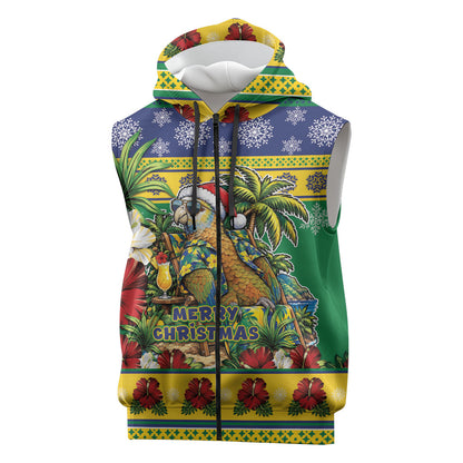 Afro-Vincentian Christmas Sleeveless Zip Hoodie This Vincy Parrot Needs A Beach Retreat