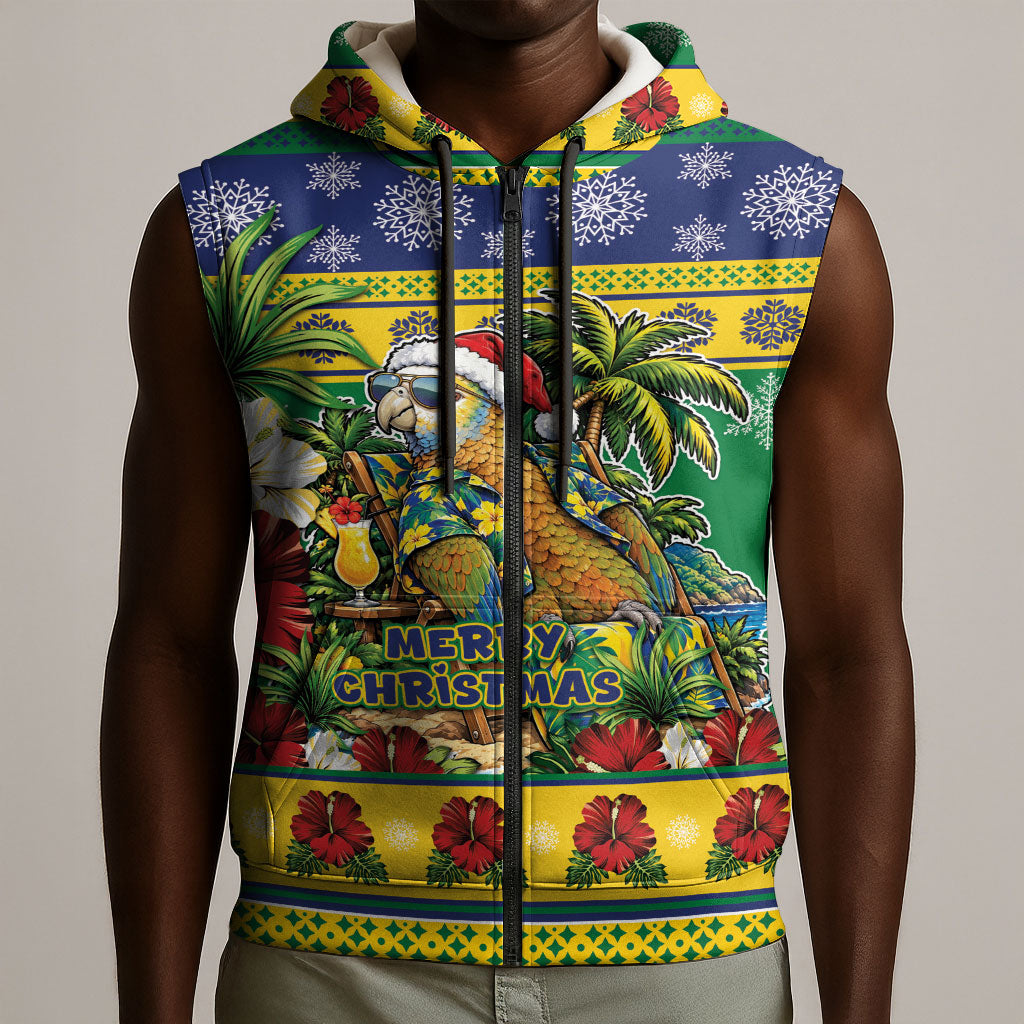 Afro-Vincentian Christmas Sleeveless Zip Hoodie This Vincy Parrot Needs A Beach Retreat