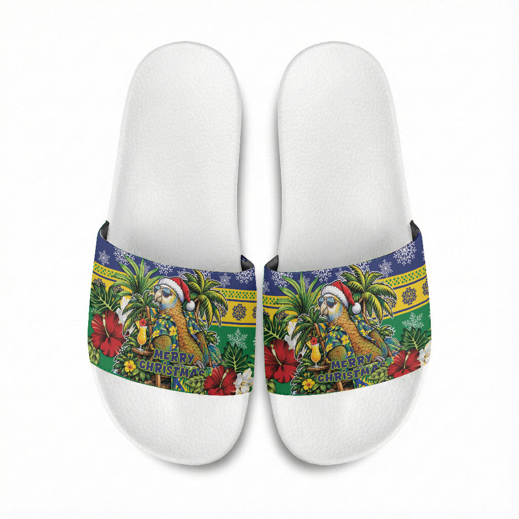 Afro-Vincentian Christmas Slide Sandals This Vincy Parrot Needs A Beach Retreat