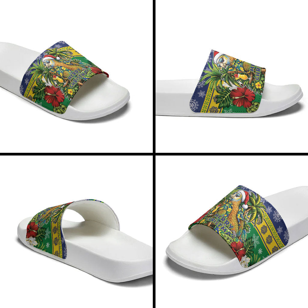 Afro-Vincentian Christmas Slide Sandals This Vincy Parrot Needs A Beach Retreat
