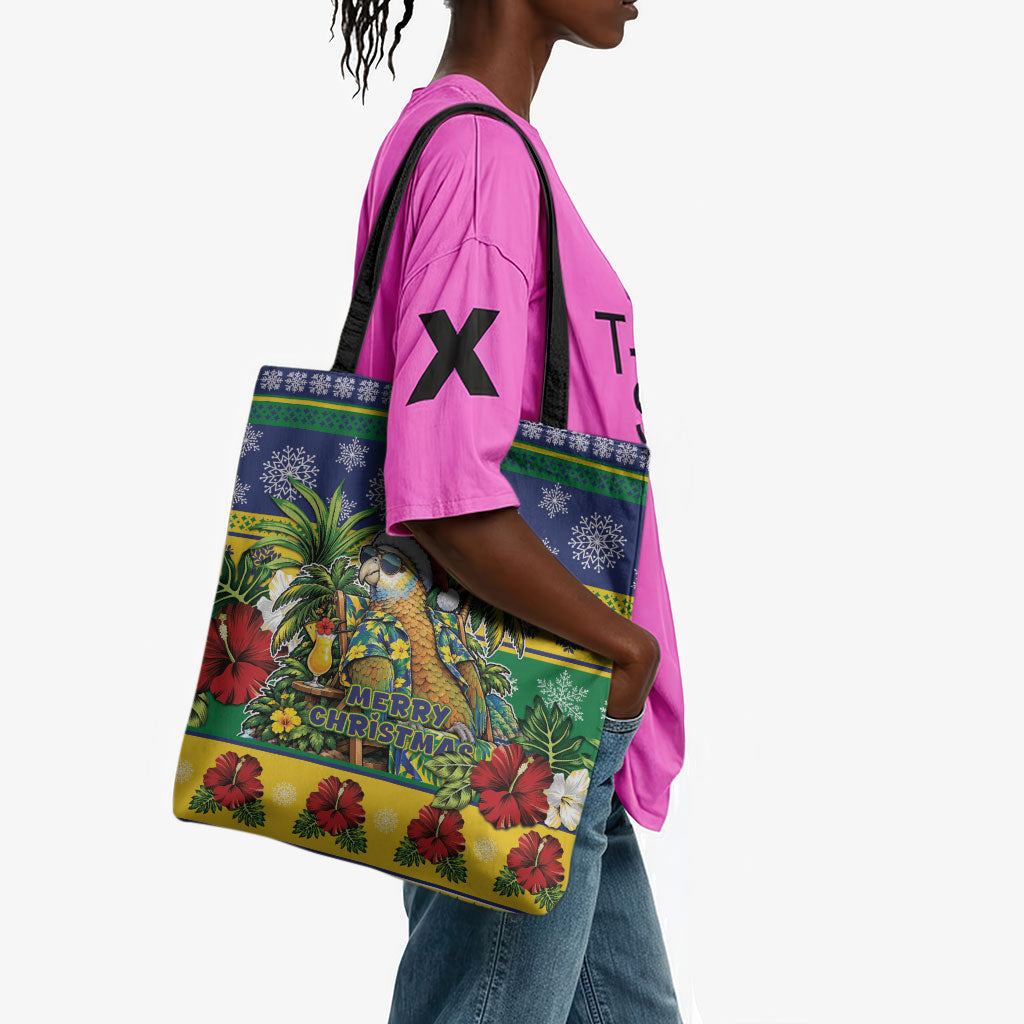 Afro-Vincentian Christmas Tote Bag This Vincy Parrot Needs A Beach Retreat