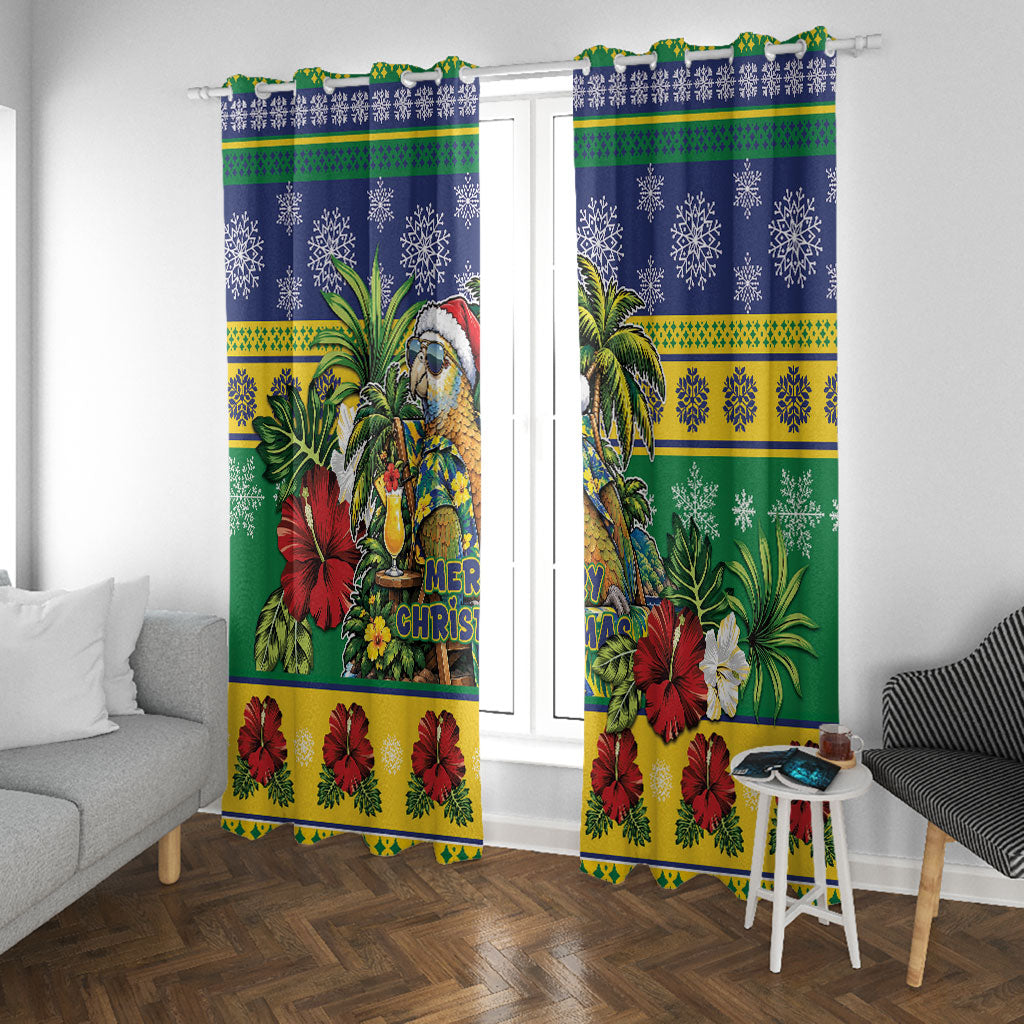 Afro-Vincentian Christmas Window Curtain This Vincy Parrot Needs A Beach Retreat