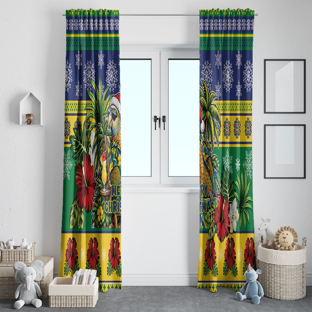 Afro-Vincentian Christmas Window Curtain This Vincy Parrot Needs A Beach Retreat