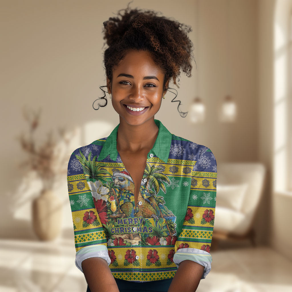 Afro-Vincentian Christmas Women Casual Shirt This Vincy Parrot Needs A Beach Retreat