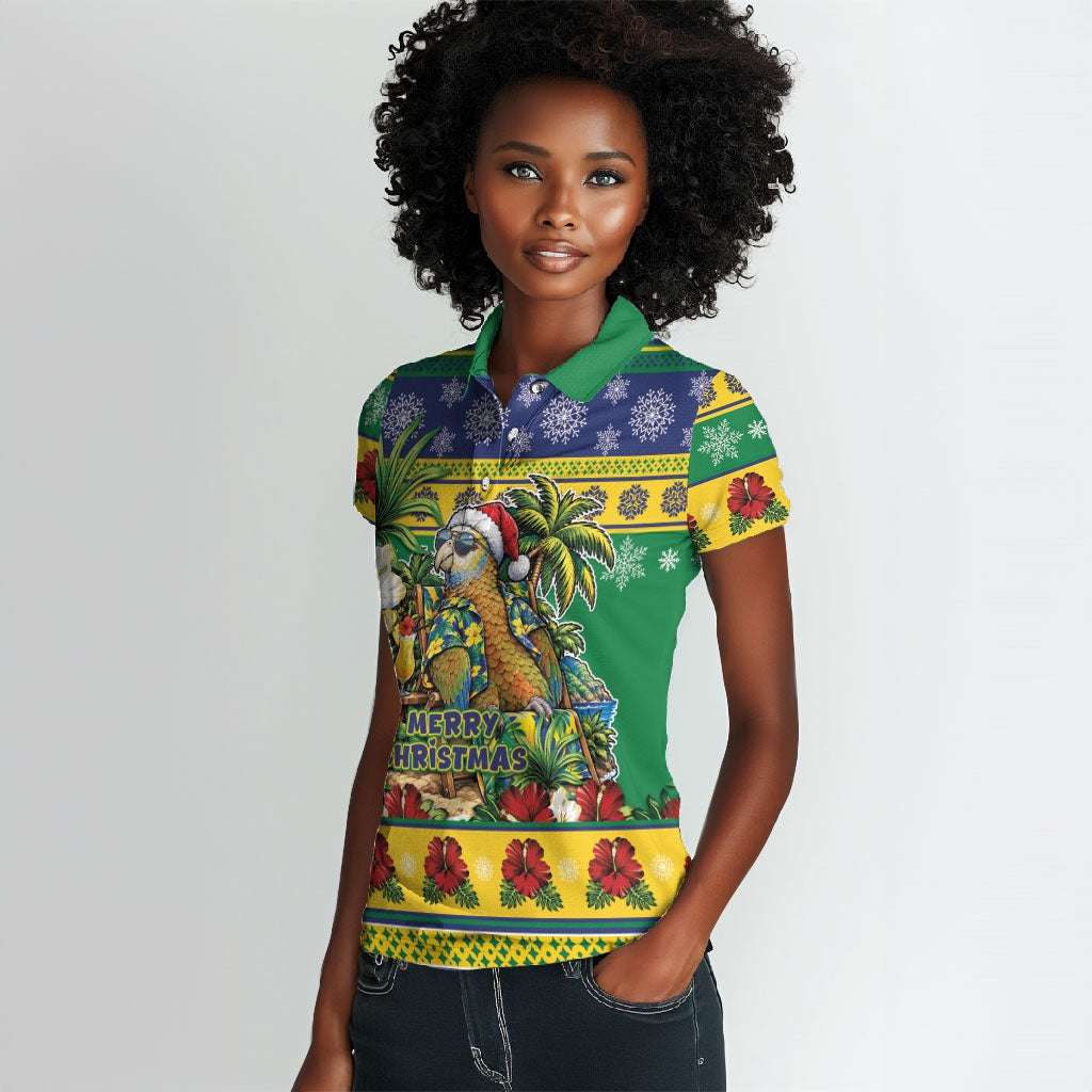 Afro-Vincentian Christmas Women Polo Shirt This Vincy Parrot Needs A Beach Retreat