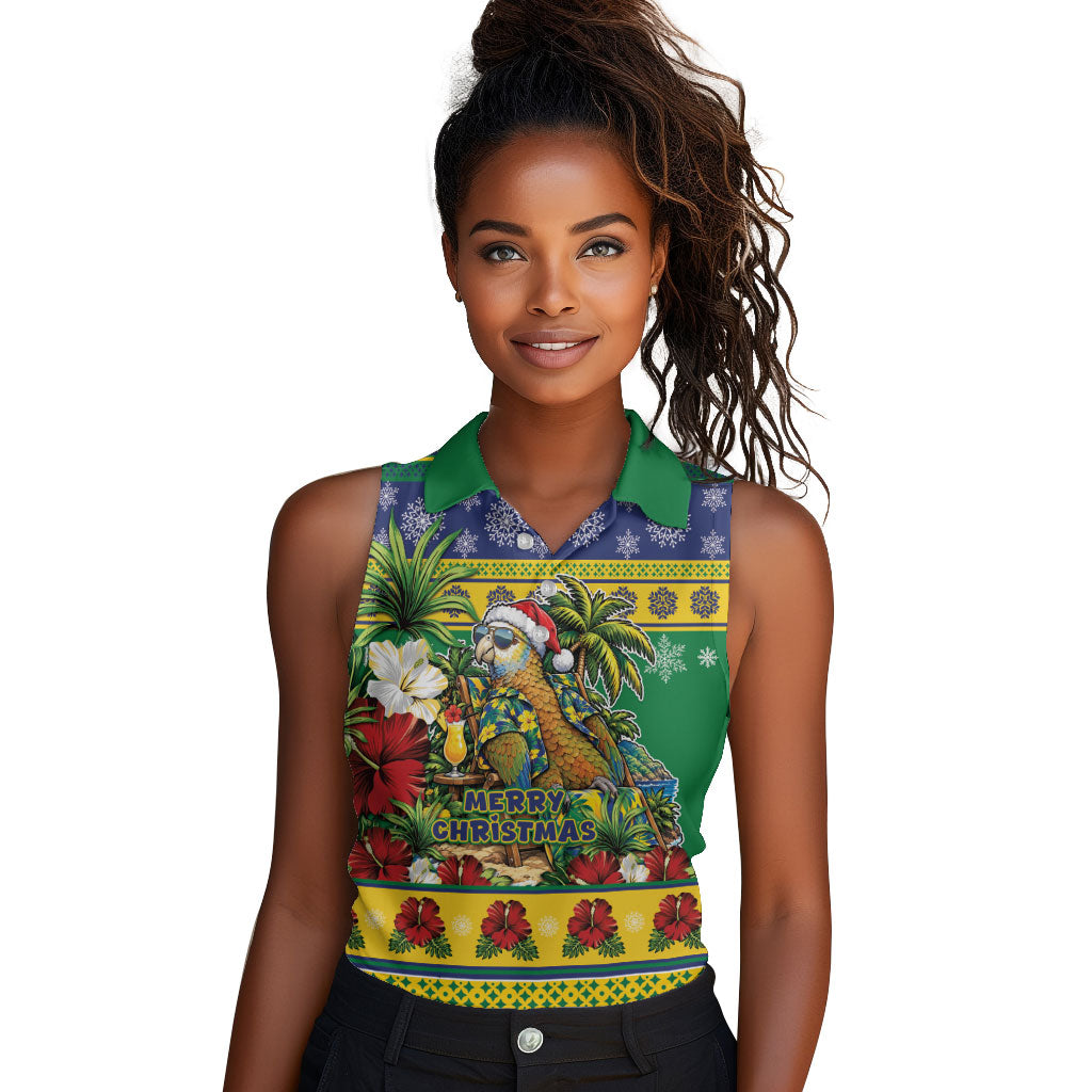 Afro-Vincentian Christmas Women Sleeveless Polo Shirt This Vincy Parrot Needs A Beach Retreat
