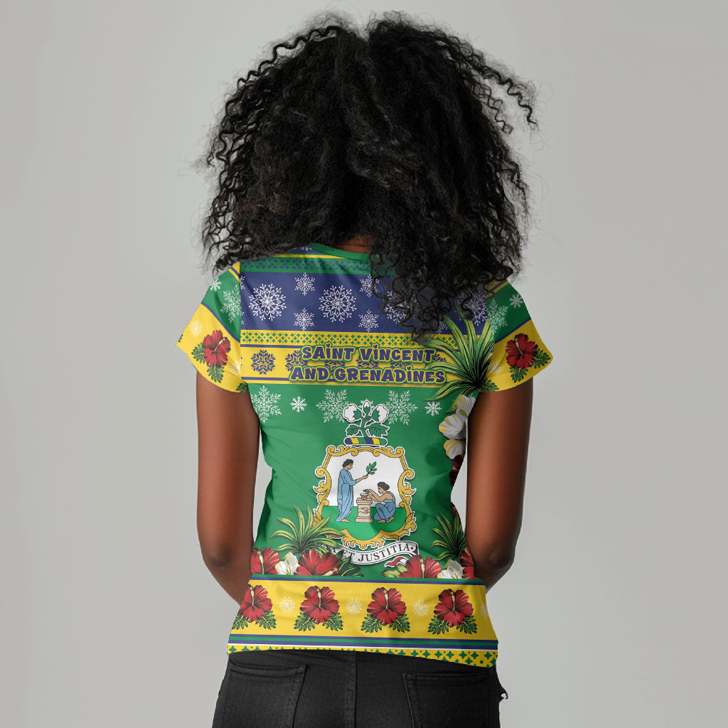 Afro-Vincentian Christmas Women V-Neck T-Shirt This Vincy Parrot Needs A Beach Retreat