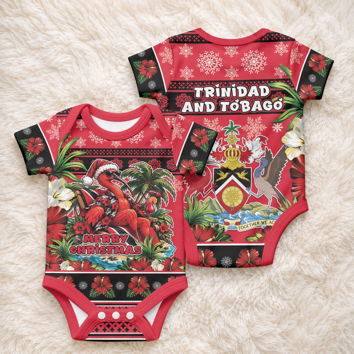 Afro-Trinidadian and Tobagonian Christmas Baby Onesie This Scarlet Ibis Needs A Beach Retreat
