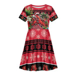 Afro-Trinidadian and Tobagonian Christmas Kid Short Sleeve Dress This Scarlet Ibis Needs A Beach Retreat