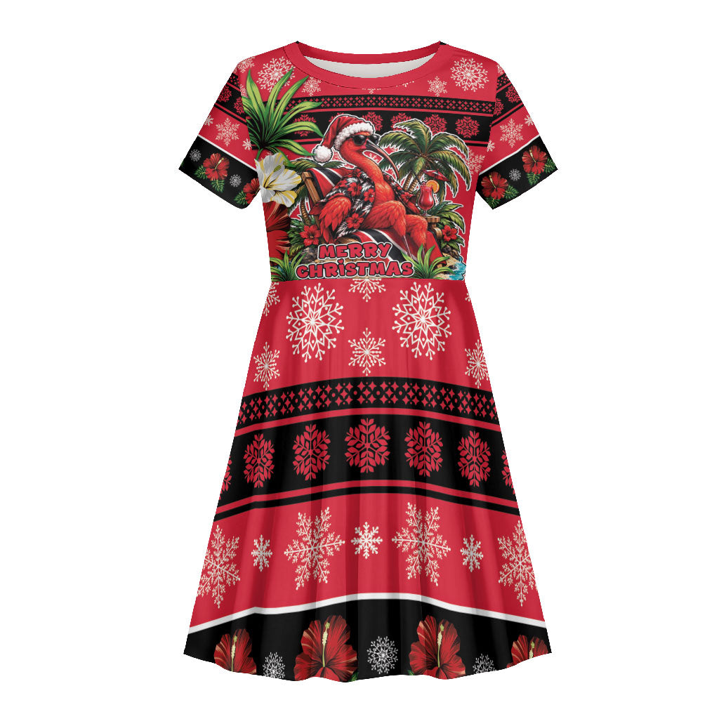 Afro-Trinidadian and Tobagonian Christmas Kid Short Sleeve Dress This Scarlet Ibis Needs A Beach Retreat