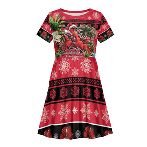 Afro-Trinidadian and Tobagonian Christmas Kid Short Sleeve Dress This Scarlet Ibis Needs A Beach Retreat