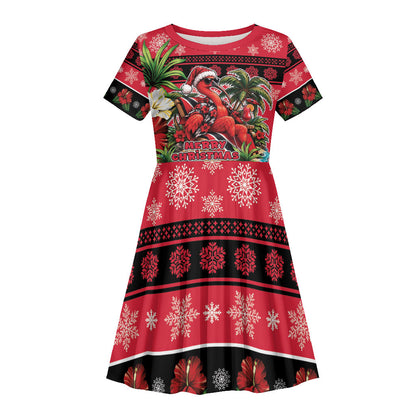 Afro-Trinidadian and Tobagonian Christmas Kid Short Sleeve Dress This Scarlet Ibis Needs A Beach Retreat