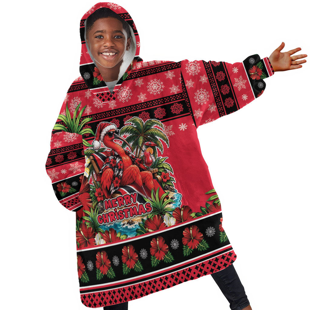 Afro-Trinidadian and Tobagonian Christmas Kid Wearable Blanket Hoodie This Scarlet Ibis Needs A Beach Retreat