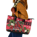 Afro-Trinidadian and Tobagonian Christmas Leather Tote Bag This Scarlet Ibis Needs A Beach Retreat